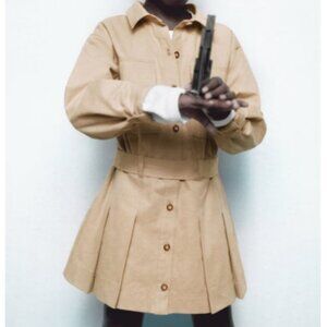 ZARA | Pleated Dress | Girls 14 | Khaki